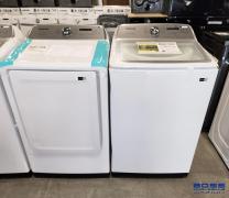  Samsung 5.8 Cu. Ft. HE Top Load Washer & 7.4 Cu. Ft. Electric Dryer - White 